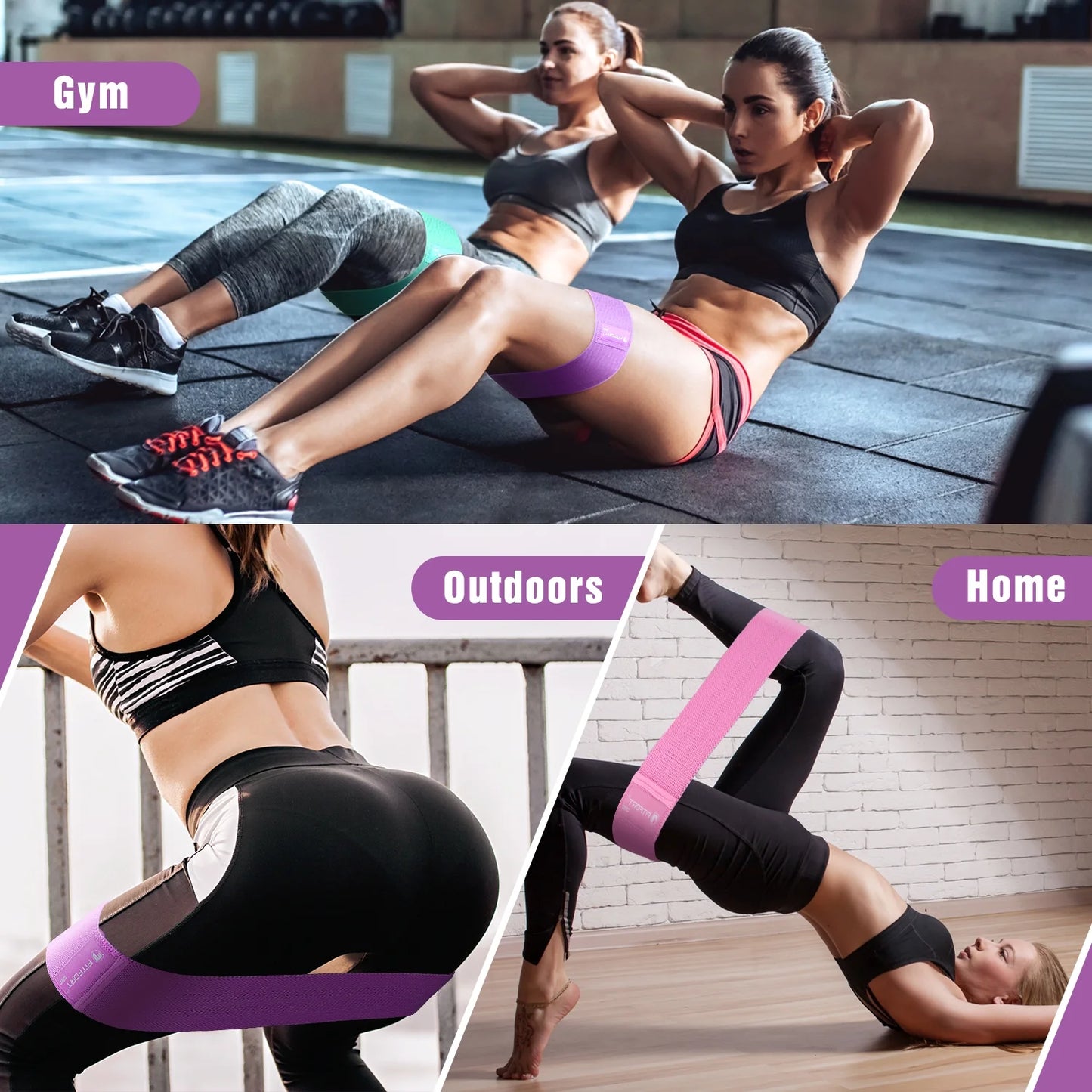 Resistance Bands for Legs and Butt Exercise Bands - Non Slip Elastic Booty Bands, 3 Levels Workout Bands Women Sports Fitness Band for Squat Glute Hip Training