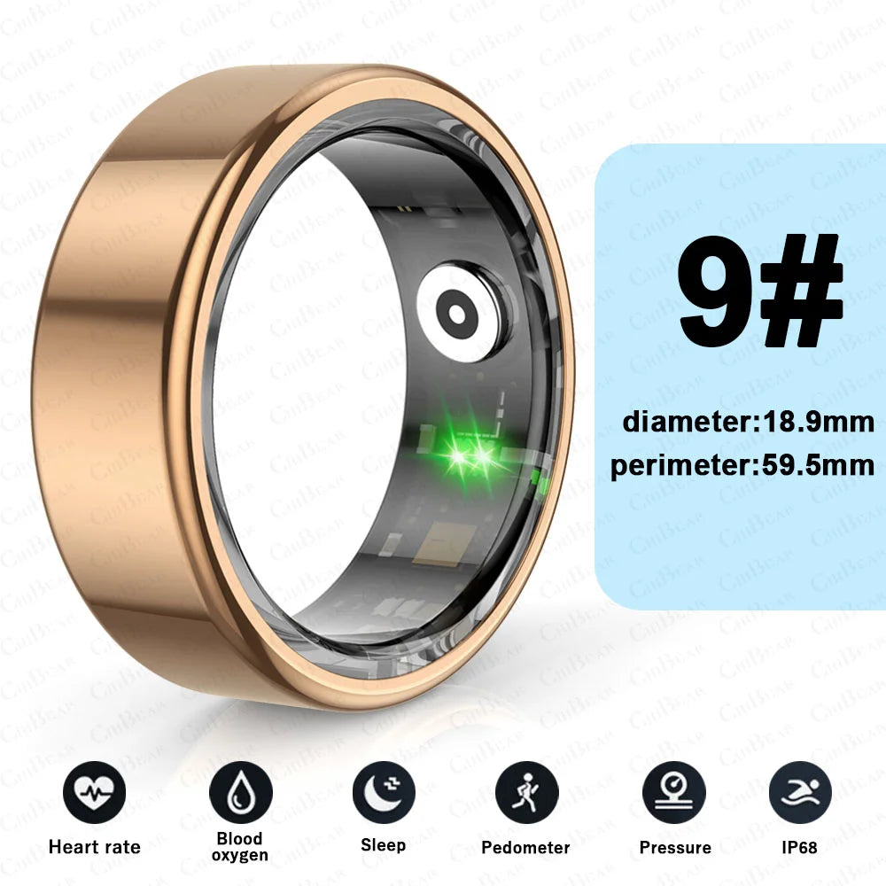 For HUAWEI XIAOMI SAMSUNG Smart Ring Men Titanium Steel Shell Health Monitoring 3ATM Waterproof 100+ Sport Modes Smartring Women